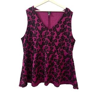 Torrid Floral Peplum Top Purple Black 4/4X Sleeveless Pullover Business Casual